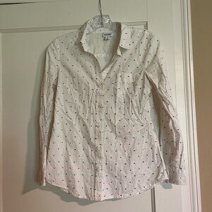 GAP White Button-Up Shirt with Red & Blue dots